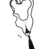Ónix Cuarzo. Collar largo de Perla cultivada, Ónix y Cuarzo blanco